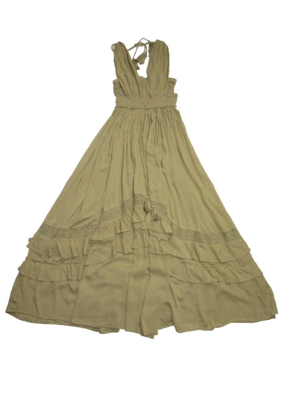 NWT Free People Santa Maria Maxi in Olive Green Crochet Lace Trim Dress XS - Picture 6 of 9